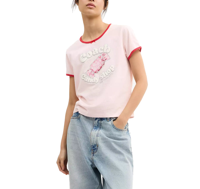 Coach Women's Candy Shop Scoop Neck T-Shirt Pink/Multi