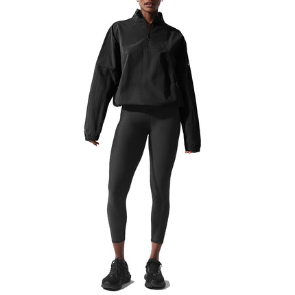 alo Women's Light Weight Takeaway Track Pullover Black