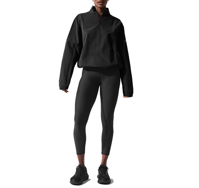alo Women's Light Weight Takeaway Track Pullover Black
