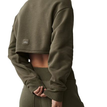 alo Women's Cropped Serenity Coverup Olive Tree