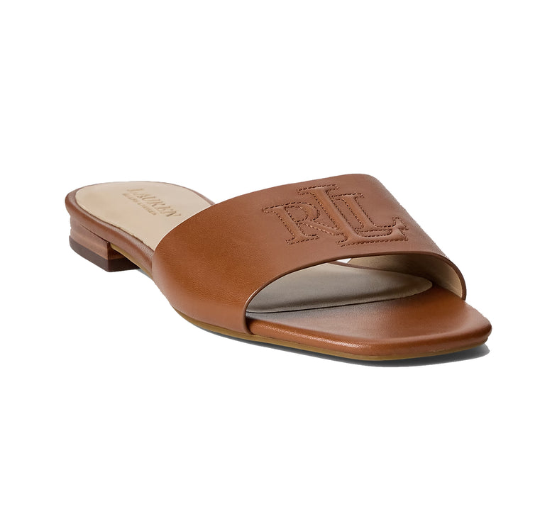 Polo Ralph Lauren Women's Everley Calfskin Slide Sandal Lauren Tan
