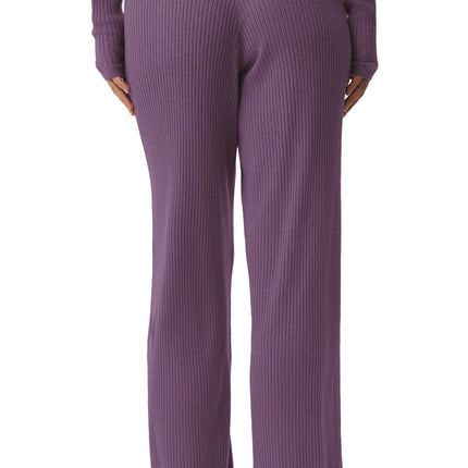 alo Women's Sweater Knit Mid-Rise Unwind Wide Leg Pant Plum Kiss