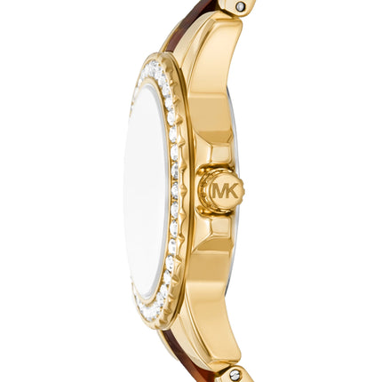 Michael Kors Women's Petite Everest Pavé Gold-Tone and Tortoiseshell Acetate Watch Gold MKO1308