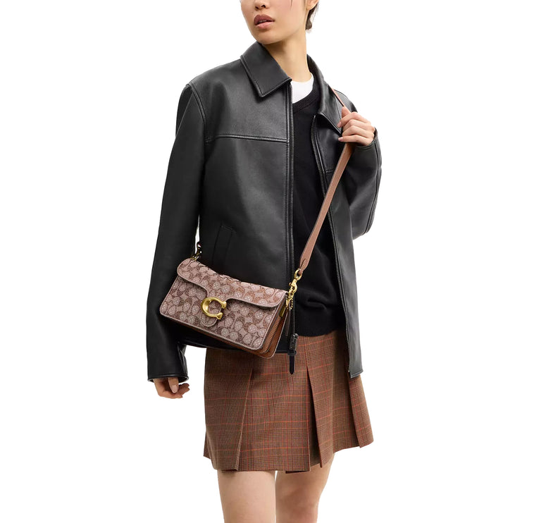 Coach Women's Tabby Shoulder Bag 26 In Crystal Signature Jacquard Brass/Mushroom