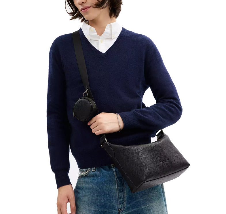 Coach Unisex Small Finn Crossbody Bag With Pouch Gunmetal/Black