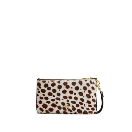 Coach Women's Ashton Wristlet In Haircalf Gold/Dark Brown Chalk