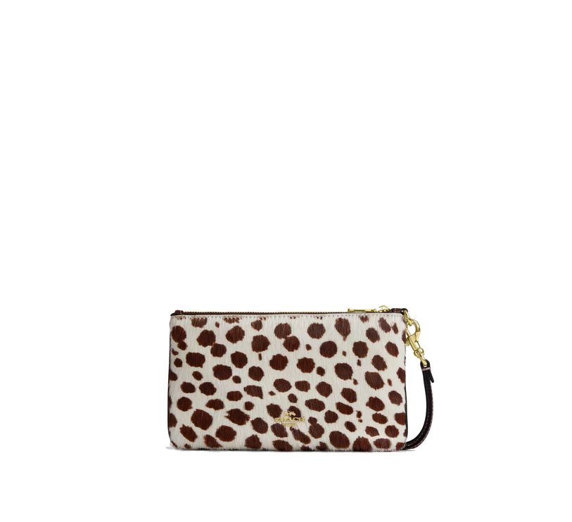Coach Women's Ashton Wristlet In Haircalf Gold/Dark Brown Chalk