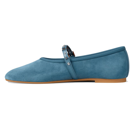 Michael Kors Women's Phoebe Embellished Leather Ballet Flat Denim
