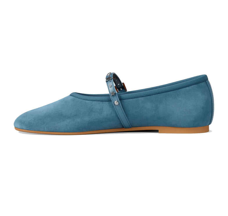 Michael Kors Women's Phoebe Embellished Leather Ballet Flat Denim