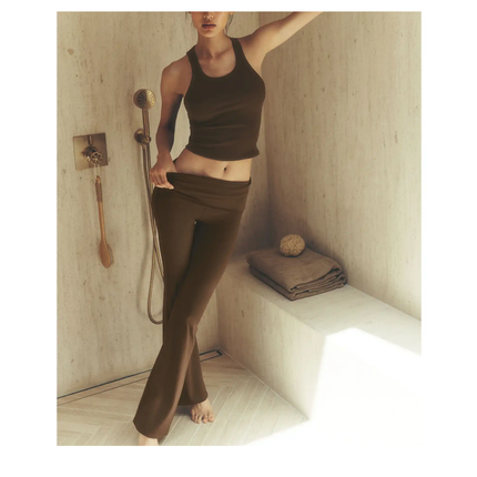 alo Women's ALO Softsculpt 7/8 Foldover Flare Legging Espresso