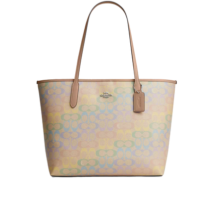 Coach Women's City Tote Bag In Rainbow Signature Canvas Silver