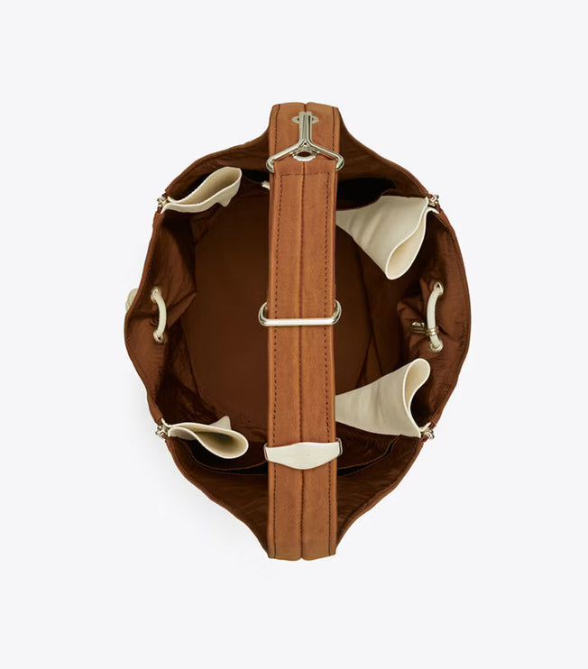 Tory Burch Women's Spaghetti Strap Large Zip Bucket Bag BOURBON VANILLA / French Cream