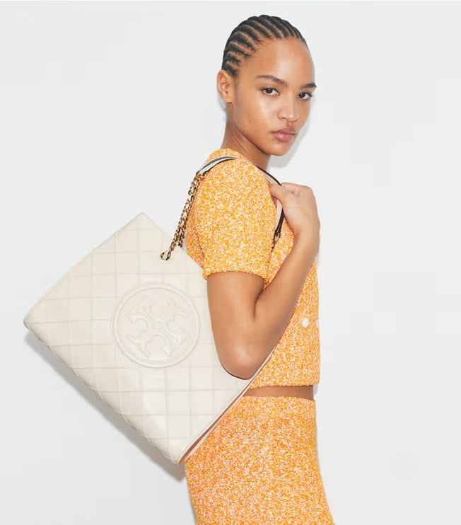 Tory Burch Women's Fleming Soft Chain Tote New Cream