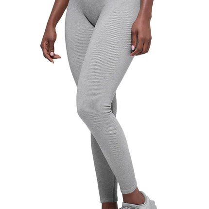alo Women's Seamless High-Waist Two Tone Rib Legging Light Misty Grey Heather