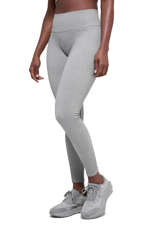 alo Women's Seamless High-Waist Two Tone Rib Legging Light Misty Grey Heather
