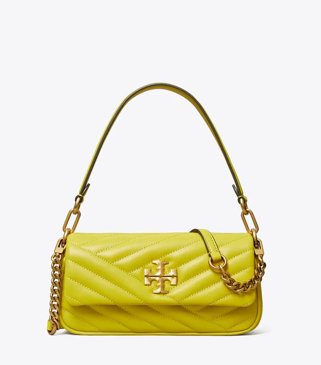 Tory Burch Women's Small Kira Chevron Flap Shoulder Bag Island Chartreuse