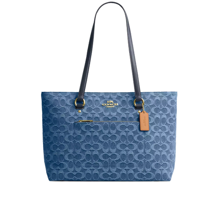 Coach Women's Station Tote Bag In Signature Denim Gold/Indigo