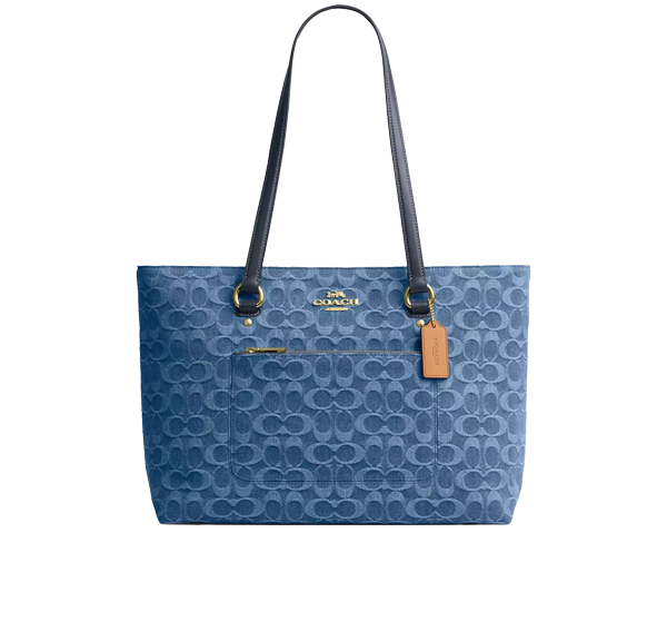 Coach Women's Station Tote Bag In Signature Denim Gold/Indigo