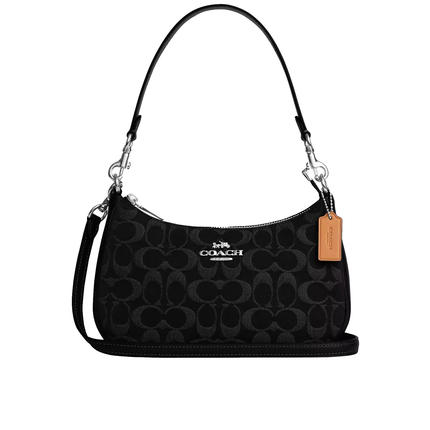 Coach Women's Teri Shoulder Bag In Signature Denim Silver/Black