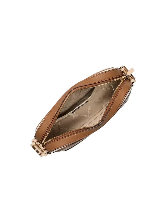 Michael Kors Women's Maeve Large Signature Crossbody Bag Vanilla/Acorn/Gold