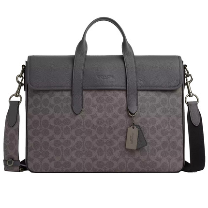 Coach Unisex Sullivan Portfolio Brief In Signature Canvas Gunmetal/Grey/Charcoal