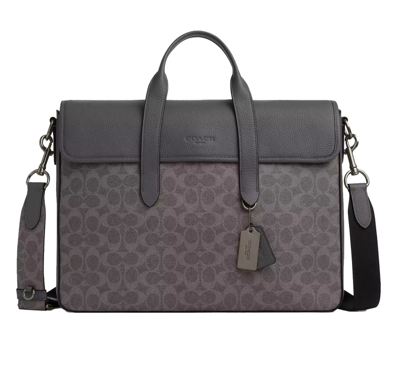 Coach Unisex Sullivan Portfolio Brief In Signature Canvas Gunmetal/Grey/Charcoal