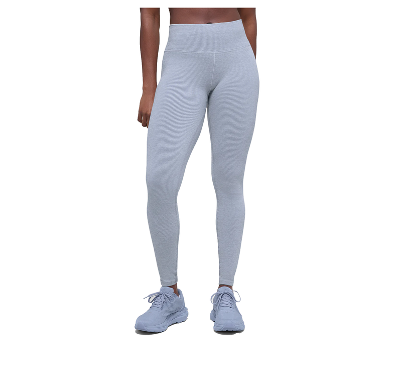 alo Women's Seamless High-Waist Two Tone Rib Legging Winter Frost Heather