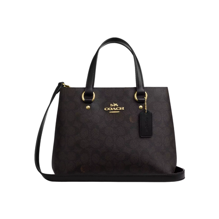Coach Women's Station Carryall Bag In Signature Canvas Gold/Walnut/Black