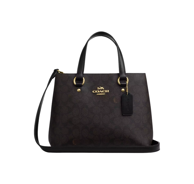 Coach Women's Station Carryall Bag In Signature Canvas Gold/Walnut/Black