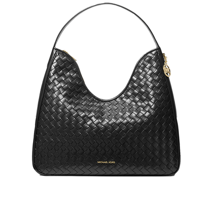 Michael Kors Women's Nayla Medium Woven Shoulder Bag Black/Gold