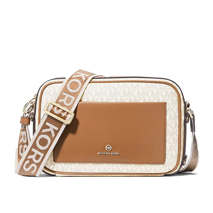 Michael Kors Women's Maeve Large Signature Crossbody Bag Vanilla/Acorn/Gold