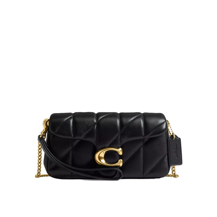 Coach Women's Tabby Chain Crossbody Bag 19 With Quilting Brass/Black