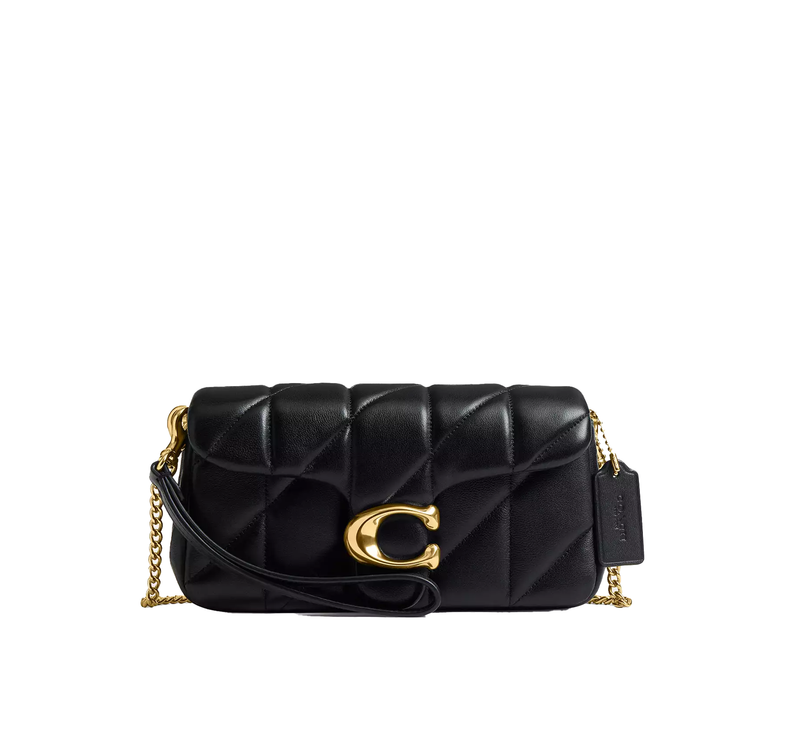 Coach Women's Tabby Chain Crossbody Bag 19 With Quilting Brass/Black