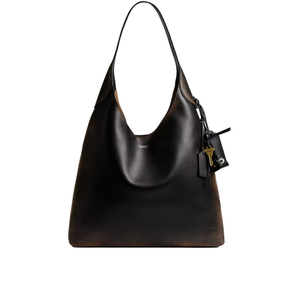 Coach Women's Brooklyn Shoulder Bag 39 In Loved Leather Silver/Black Brown