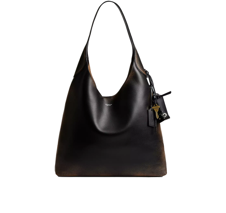 Coach Women's Brooklyn Shoulder Bag 39 In Loved Leather Silver/Black Brown