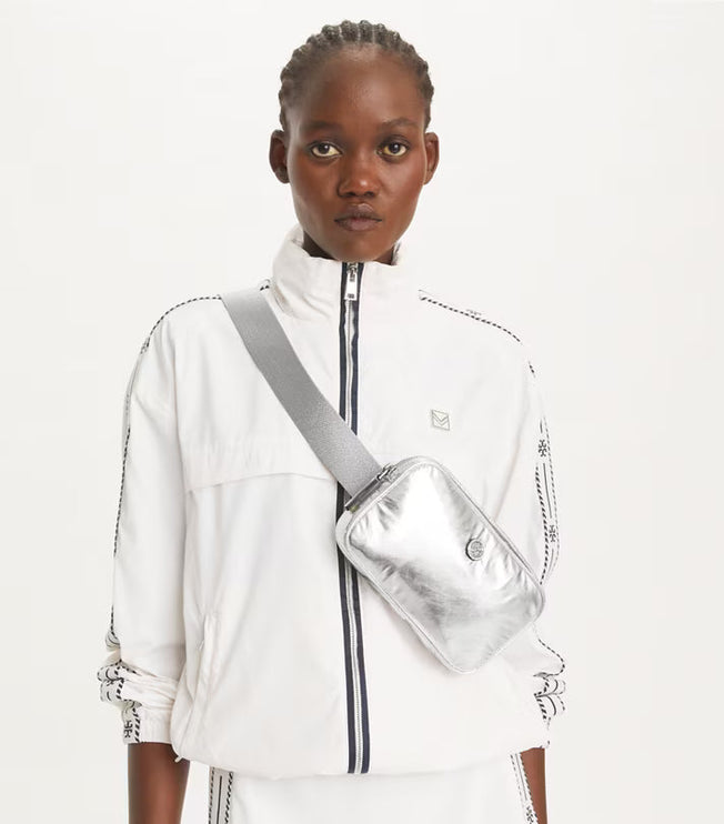 Tory Burch Women's Virginia Metallic Belt Bag Silver