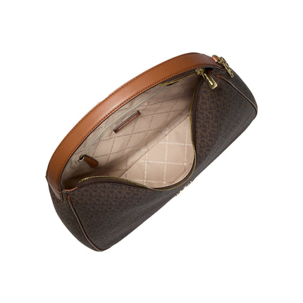 Michael Kors Women's Nayla Medium Signature Logo Shoulder Bag Brown/Gold