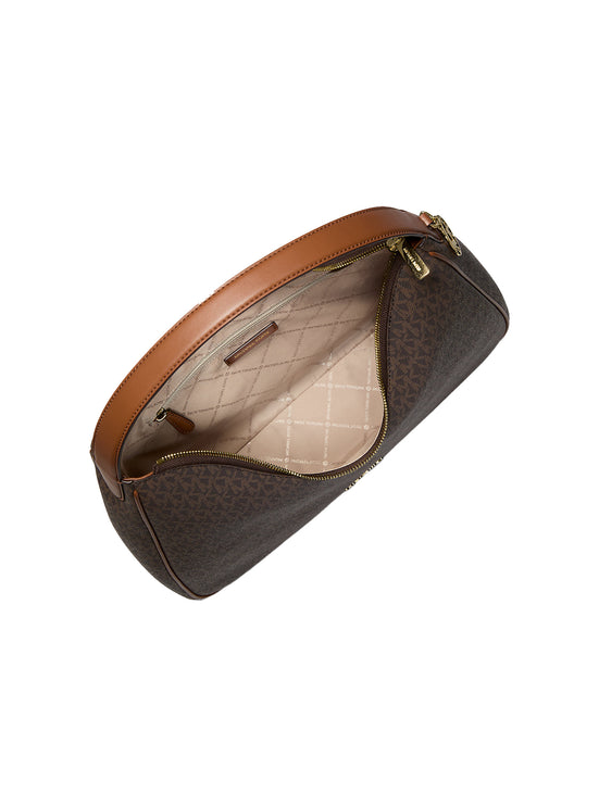 Michael Kors Women's Nayla Medium Signature Logo Shoulder Bag Brown/Gold