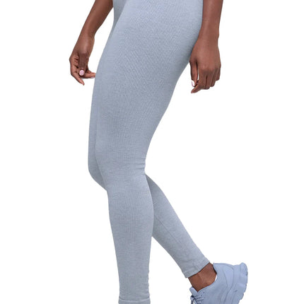 alo Women's Seamless High-Waist Two Tone Rib Legging Winter Frost Heather
