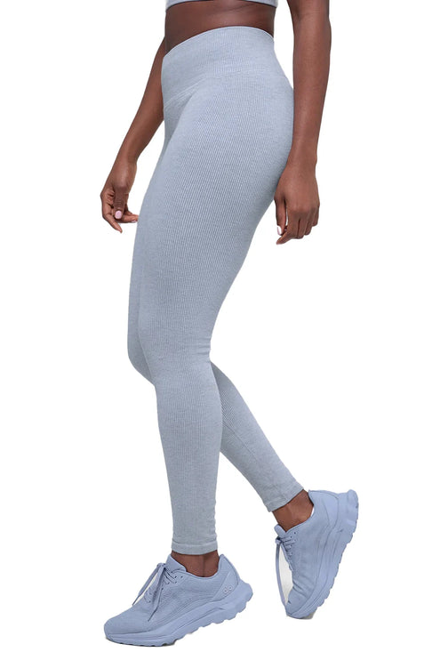 alo Women's Seamless High-Waist Two Tone Rib Legging Winter Frost Heather