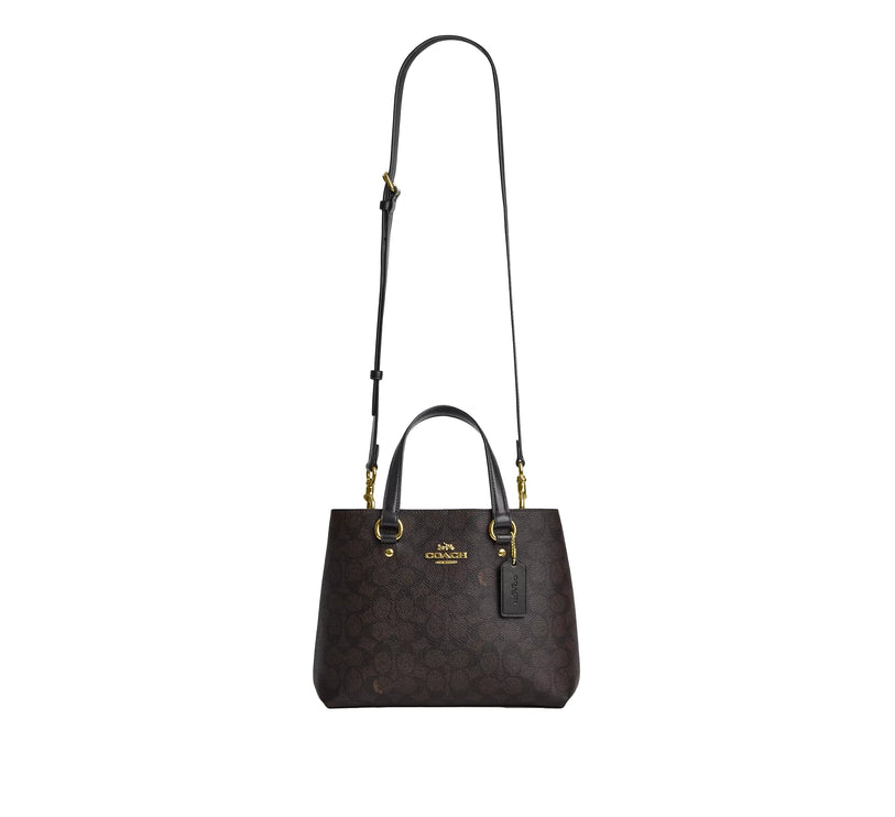 Coach Women's Station Carryall Bag In Signature Canvas Gold/Walnut/Black