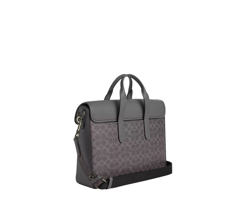 Coach Unisex Sullivan Portfolio Brief In Signature Canvas Gunmetal/Grey/Charcoal