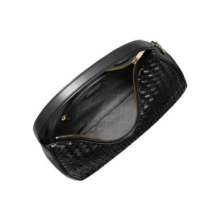 Michael Kors Women's Nayla Medium Woven Shoulder Bag Black/Gold