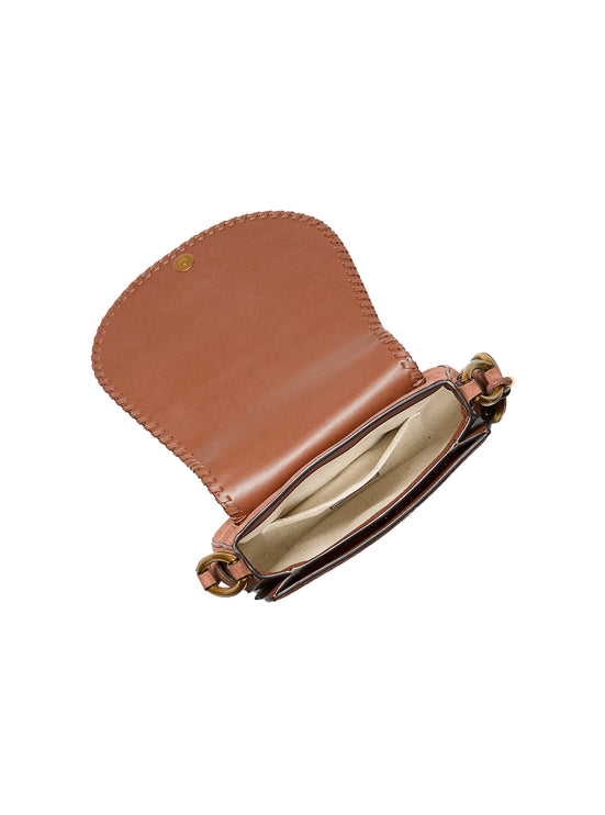 Michael Kors Women's Josie Medium Whipstitched Suede Saddle Bag Luggage/Gold