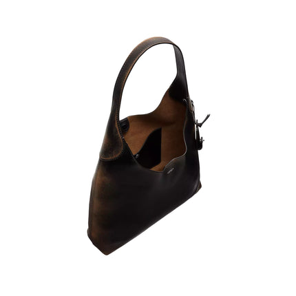 Coach Women's Brooklyn Shoulder Bag 39 In Loved Leather Silver/Black Brown