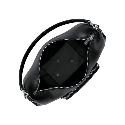 Michael Kors Women's Merritt Medium Pebbled Leather Convertible Shoulder Bag Black/Silver