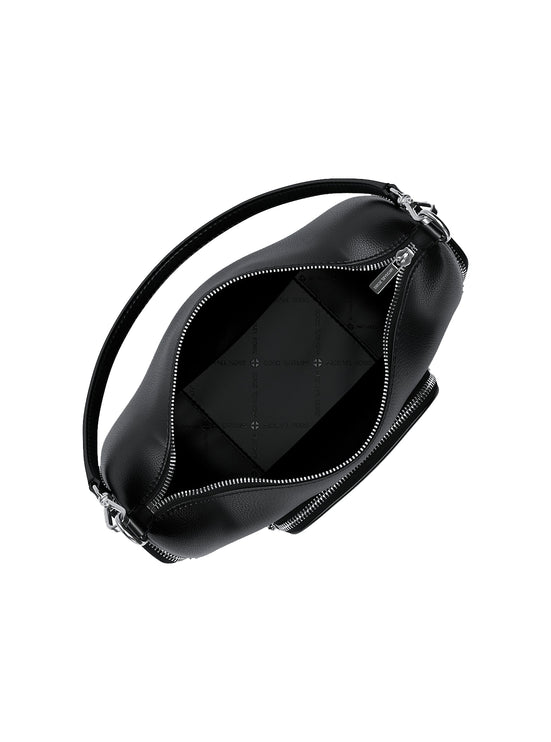 Michael Kors Women's Merritt Medium Pebbled Leather Convertible Shoulder Bag Black/Silver