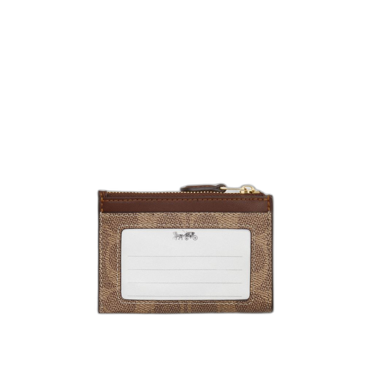 Coach Women's Mini Skinny Id Case In Signature Canvas Gold/Tan/Brown