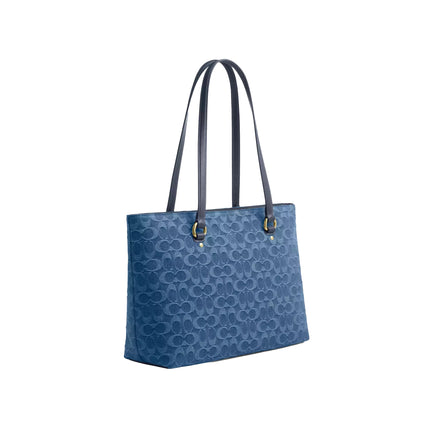 Coach Women's Station Tote Bag In Signature Denim Gold/Indigo