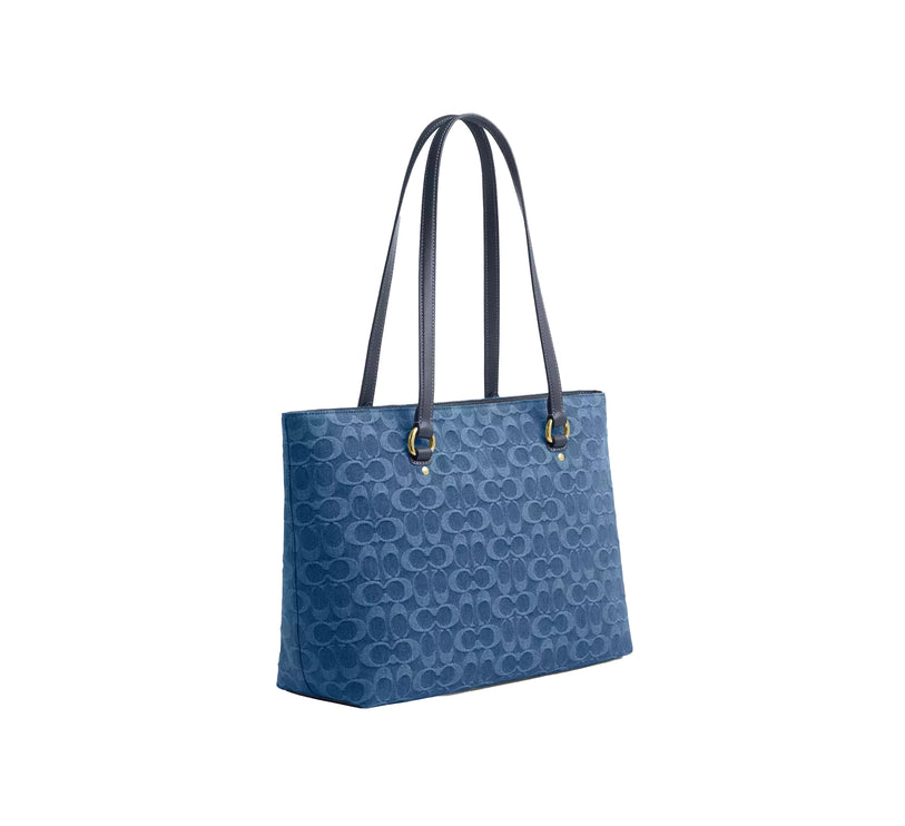 Coach Women's Station Tote Bag In Signature Denim Gold/Indigo